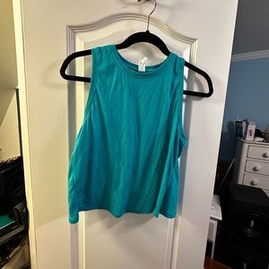 90 degrees cut back blue workout top